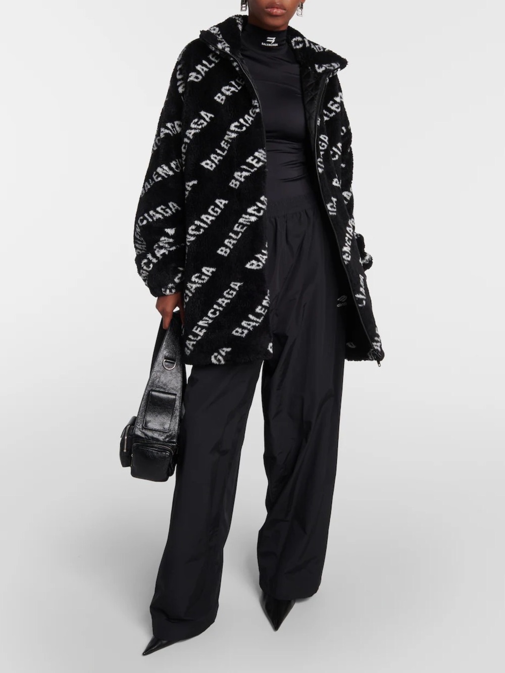 Balenciaga Fluffy Logo Zip Up Jacket